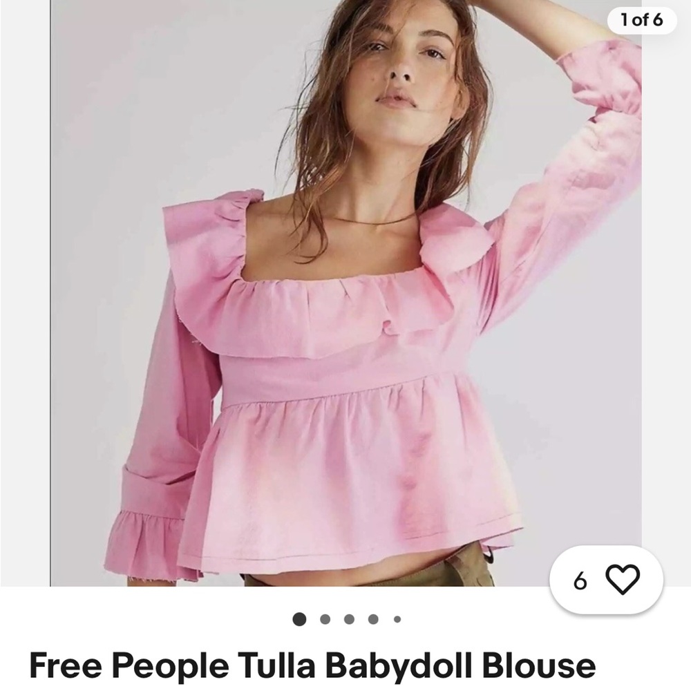 Free People Light Pink Ruffle Blouse